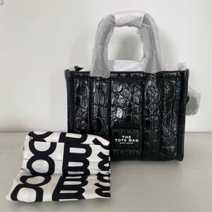Black Croc Embossed Mini Marc Jacobs Tote Bag